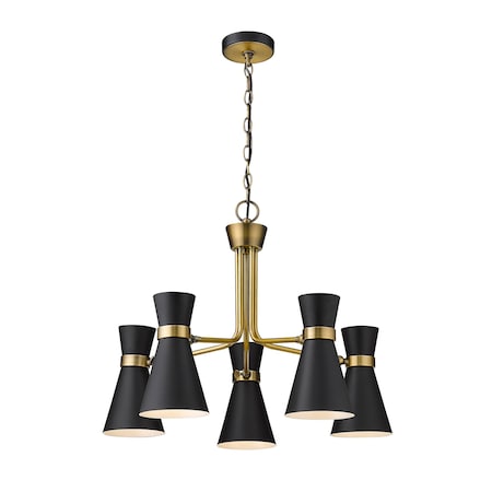 Z-Lite Soriano 5 Light Chandelier, Matte Black & Heritage Brass 728-5MB-HBR